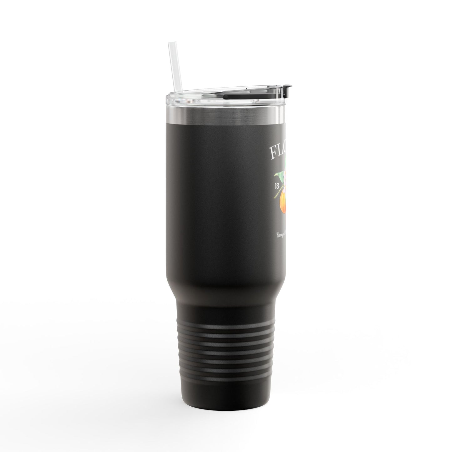 Florida Orange Blossom Stainless Steel Tumbler with Handle – 40oz Travel Mug with Straw