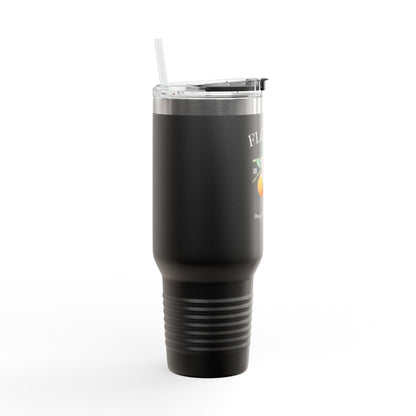 Florida Orange Blossom Stainless Steel Tumbler with Handle – 40oz Travel Mug with Straw