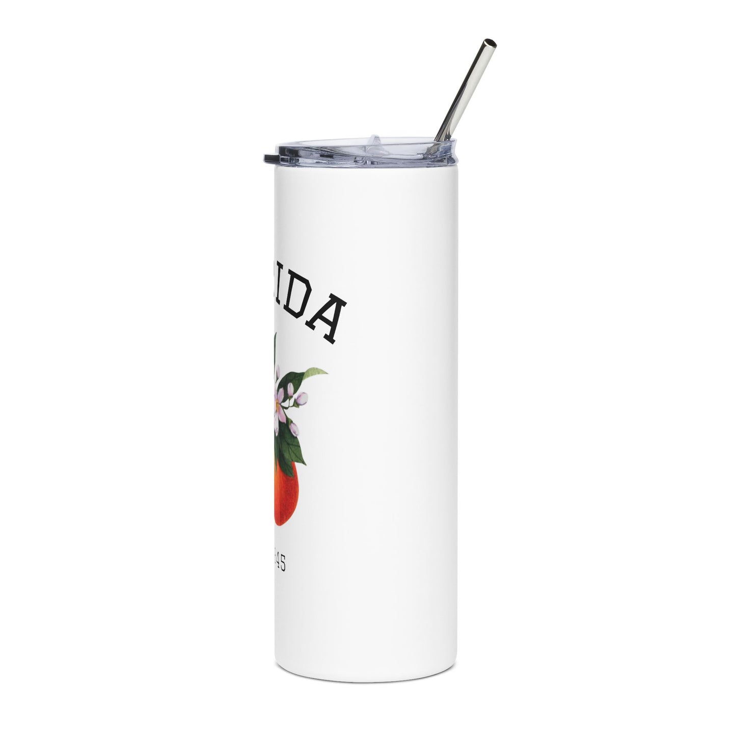 Florida Orange Blossom Skinny Tumbler – 20oz Stainless Steel Travel Cup with Straw | Sunshine State Est. 1845