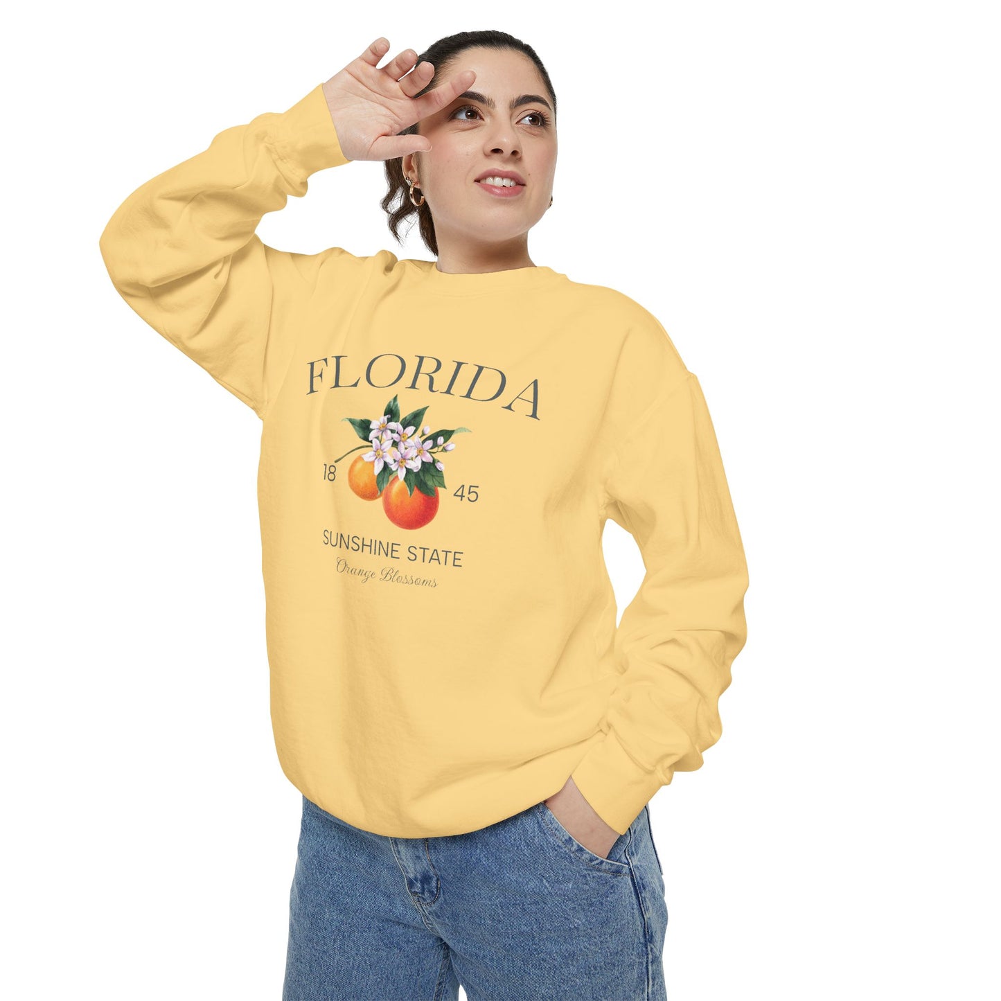 Florida Sunshine State Sweatshirt – Orange Blossom Vintage Design (Women’s)