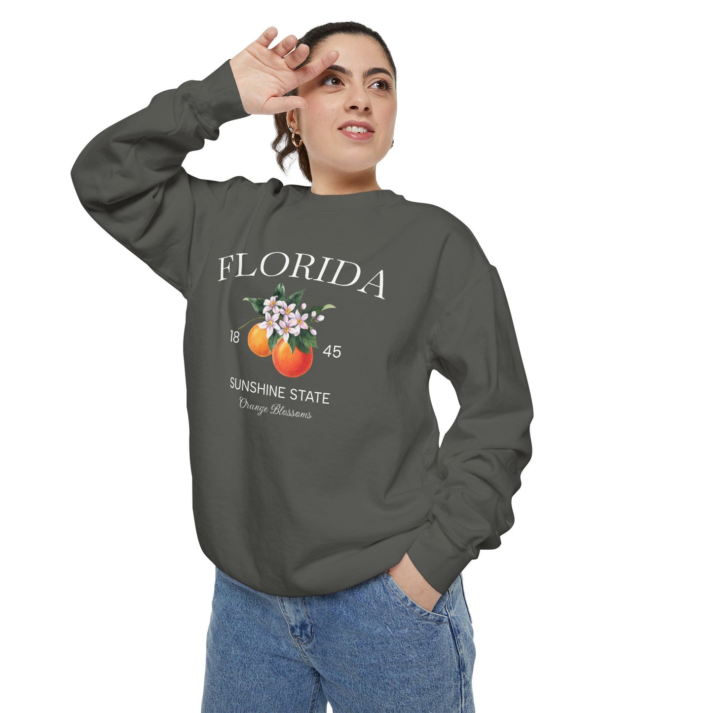 Florida Sunshine State Sweatshirt – Orange Blossom Vintage Design (Women’s)