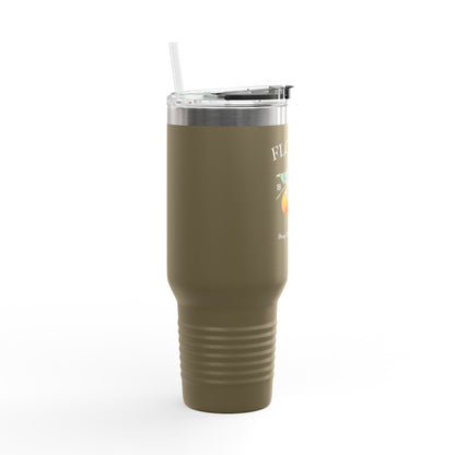 Florida Orange Blossom Stainless Steel Tumbler with Handle – 40oz Travel Mug with Straw