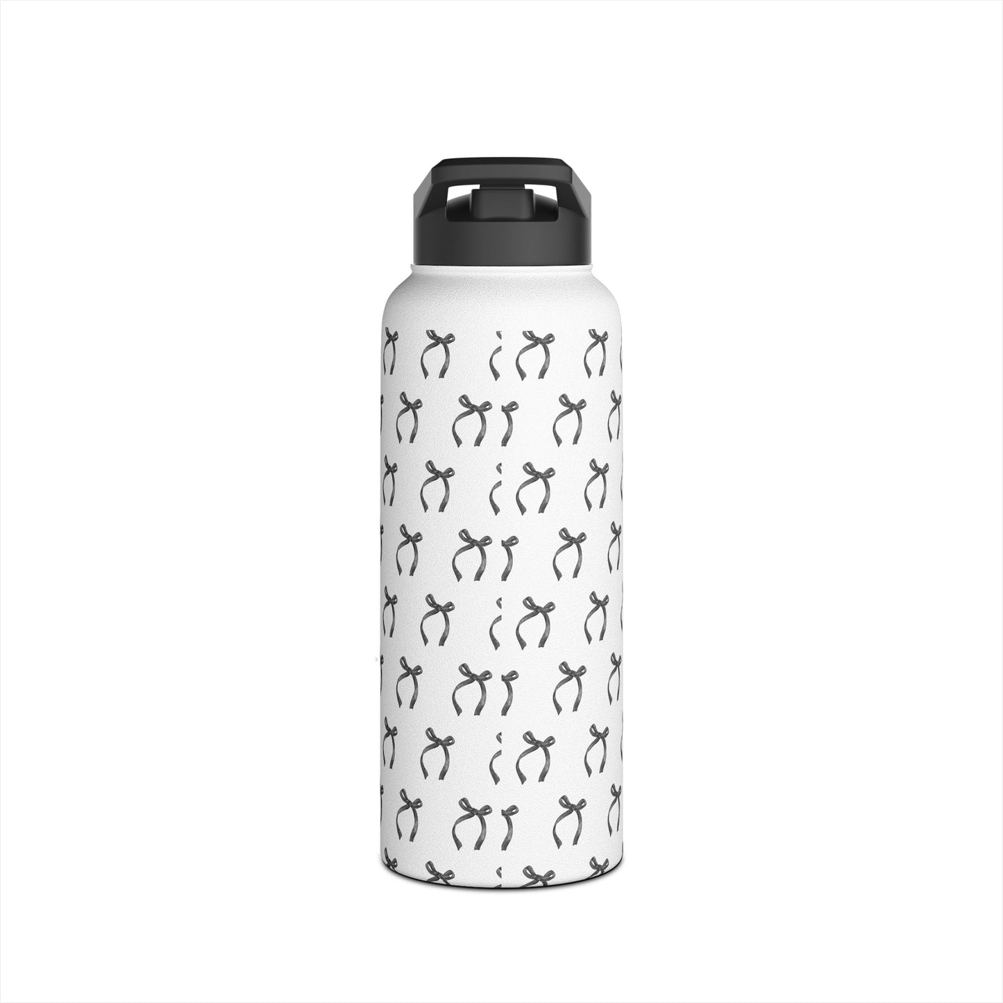 Black Coquette Bows Stainless Steel Water Bottle – 12oz, 18oz, 32oz | Insulated Reusable Drink Container for Travel, Gym & Everyday Use
