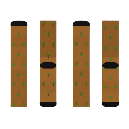 Flohï Sublimation Socks - Brown Palm Tree Pattern