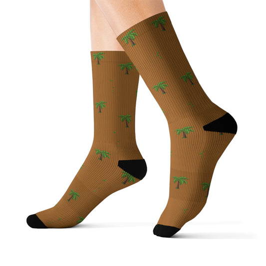 Flohï Sublimation Socks - Brown Palm Tree Pattern