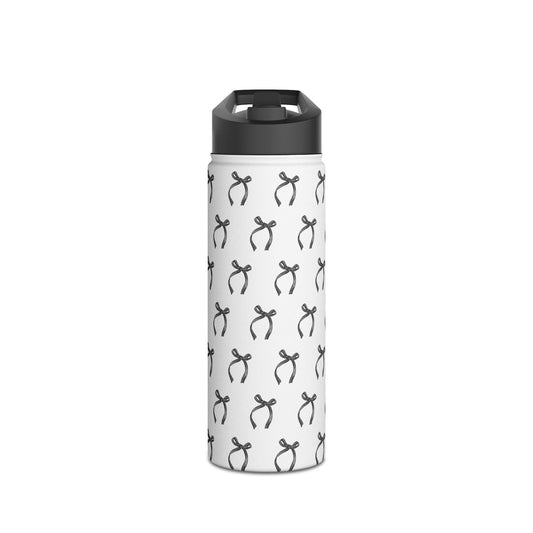 Black Coquette Bows Stainless Steel Water Bottle – 12oz, 18oz, 32oz | Insulated Reusable Drink Container for Travel, Gym & Everyday Use