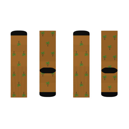 Flohï Sublimation Socks - Brown Palm Tree Pattern