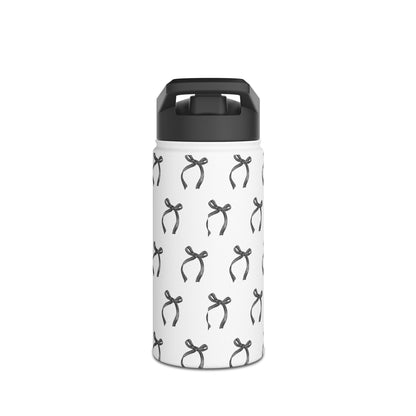Black Coquette Bows Stainless Steel Water Bottle – 12oz, 18oz, 32oz | Insulated Reusable Drink Container for Travel, Gym & Everyday Use
