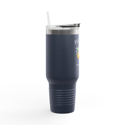 Florida Orange Blossom Stainless Steel Tumbler with Handle – 40oz Travel Mug with Straw