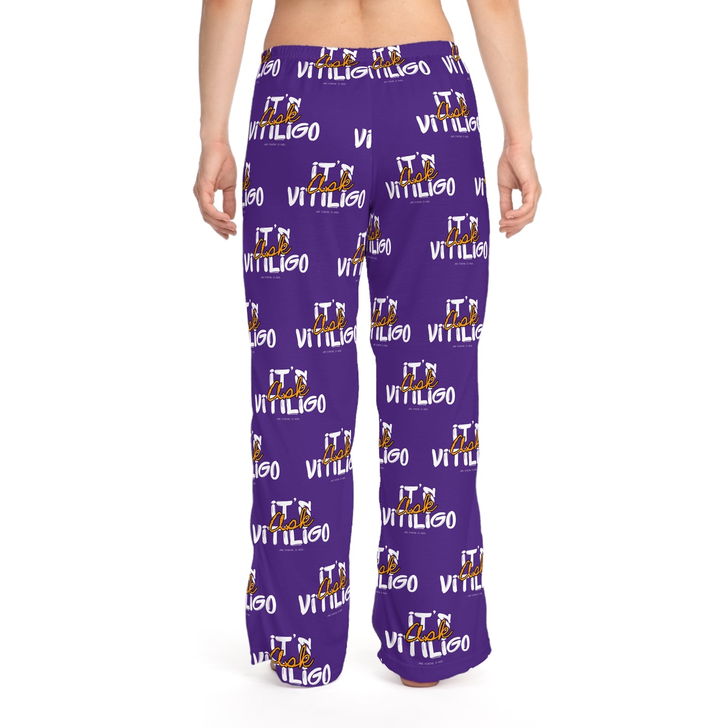 Vitiligo Awareness Women’s Pajama Set – Purple All-Over Print | “Ask, It’s Vitiligo”