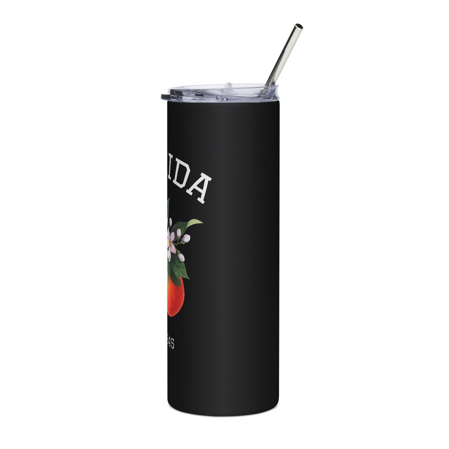 Florida Orange Blossom Skinny Tumbler – 20oz Stainless Steel Travel Cup with Straw | Sunshine State Est. 1845