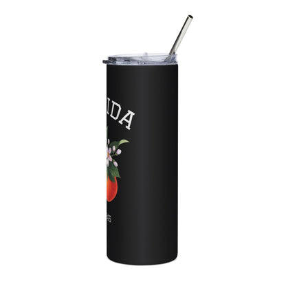 Florida Orange Blossom Skinny Tumbler – 20oz Stainless Steel Travel Cup with Straw | Sunshine State Est. 1845