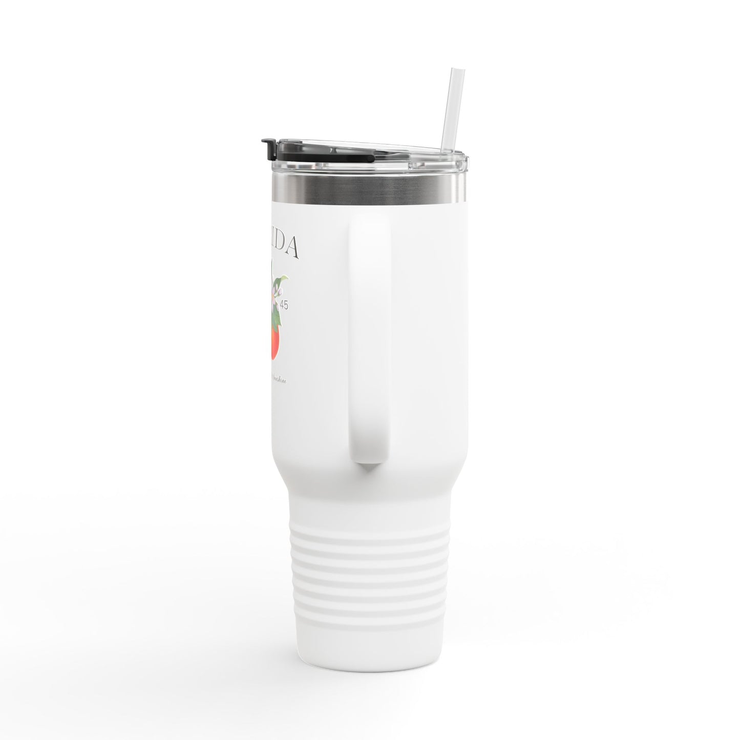 Florida Orange Blossom Stainless Steel Tumbler with Handle – 40oz Travel Mug with Straw