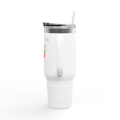 Florida Orange Blossom Stainless Steel Tumbler with Handle – 40oz Travel Mug with Straw