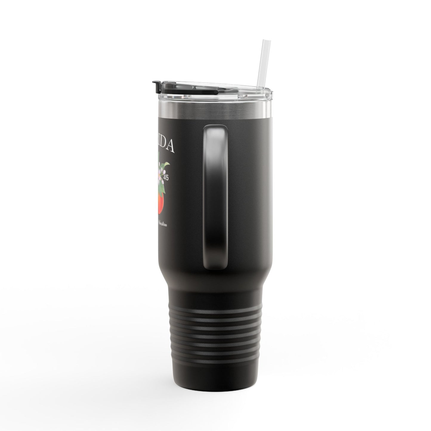 Florida Orange Blossom Stainless Steel Tumbler with Handle – 40oz Travel Mug with Straw