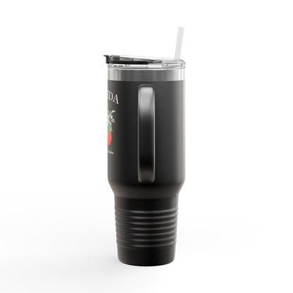 Florida Orange Blossom Stainless Steel Tumbler with Handle – 40oz Travel Mug with Straw