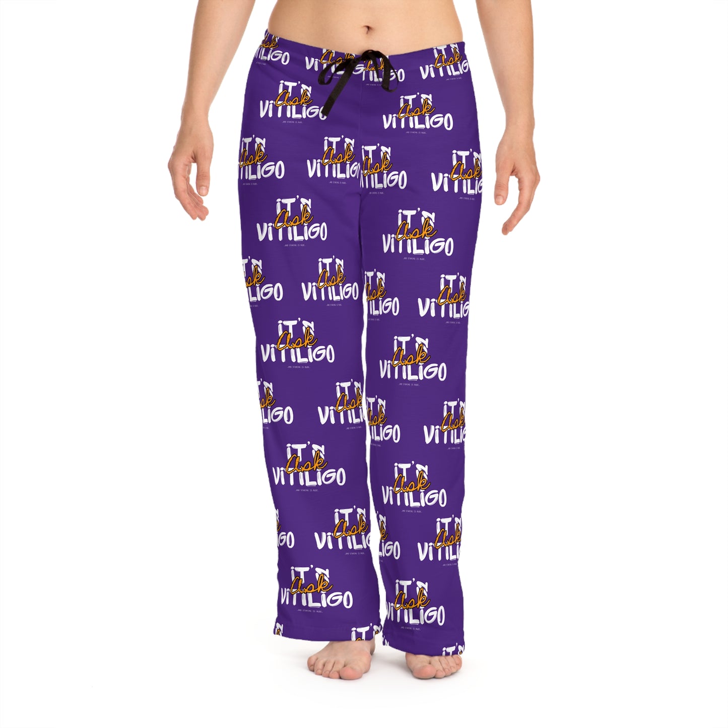 Vitiligo Awareness Women’s Pajama Set – Purple All-Over Print | “Ask, It’s Vitiligo”