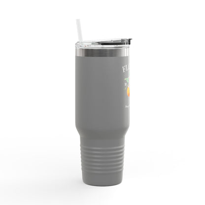 Florida Orange Blossom Stainless Steel Tumbler with Handle – 40oz Travel Mug with Straw