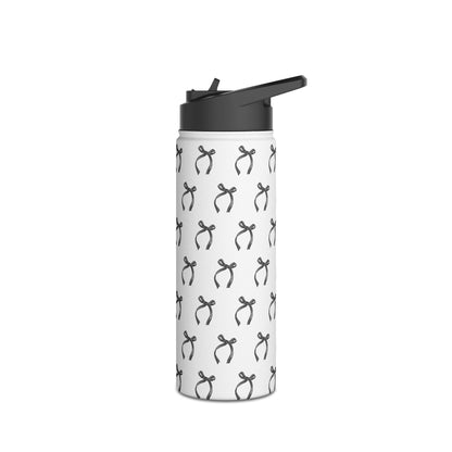 Black Coquette Bows Stainless Steel Water Bottle – 12oz, 18oz, 32oz | Insulated Reusable Drink Container for Travel, Gym & Everyday Use