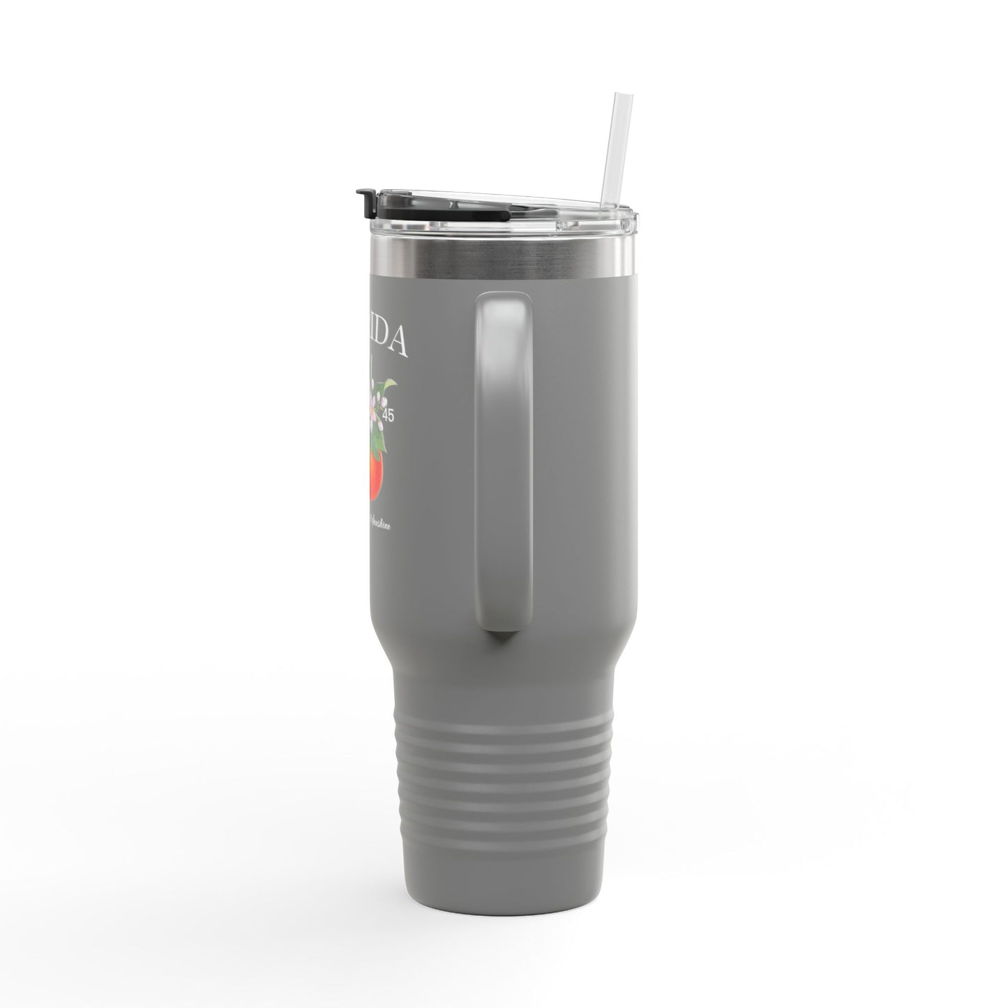 Florida Orange Blossom Stainless Steel Tumbler with Handle – 40oz Travel Mug with Straw