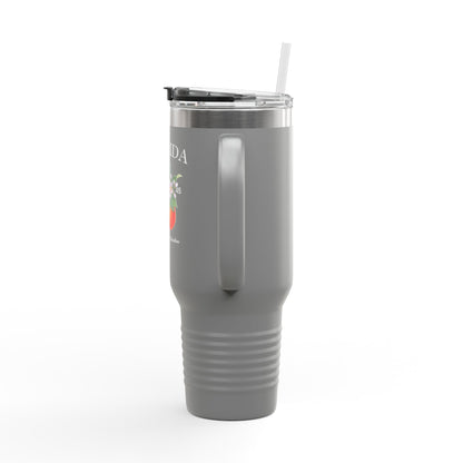 Florida Orange Blossom Stainless Steel Tumbler with Handle – 40oz Travel Mug with Straw