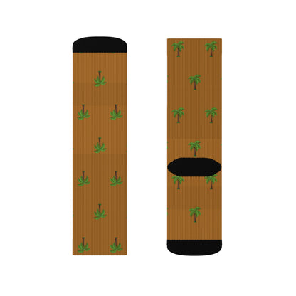 Flohï Sublimation Socks - Brown Palm Tree Pattern