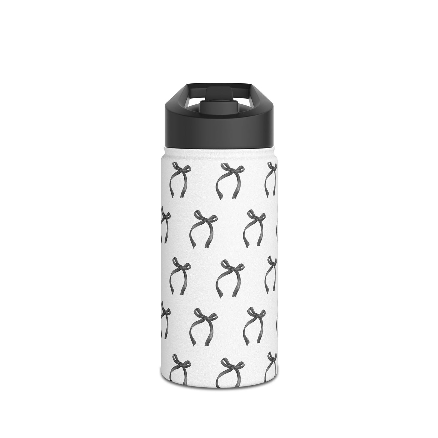 Black Coquette Bows Stainless Steel Water Bottle – 12oz, 18oz, 32oz | Insulated Reusable Drink Container for Travel, Gym & Everyday Use