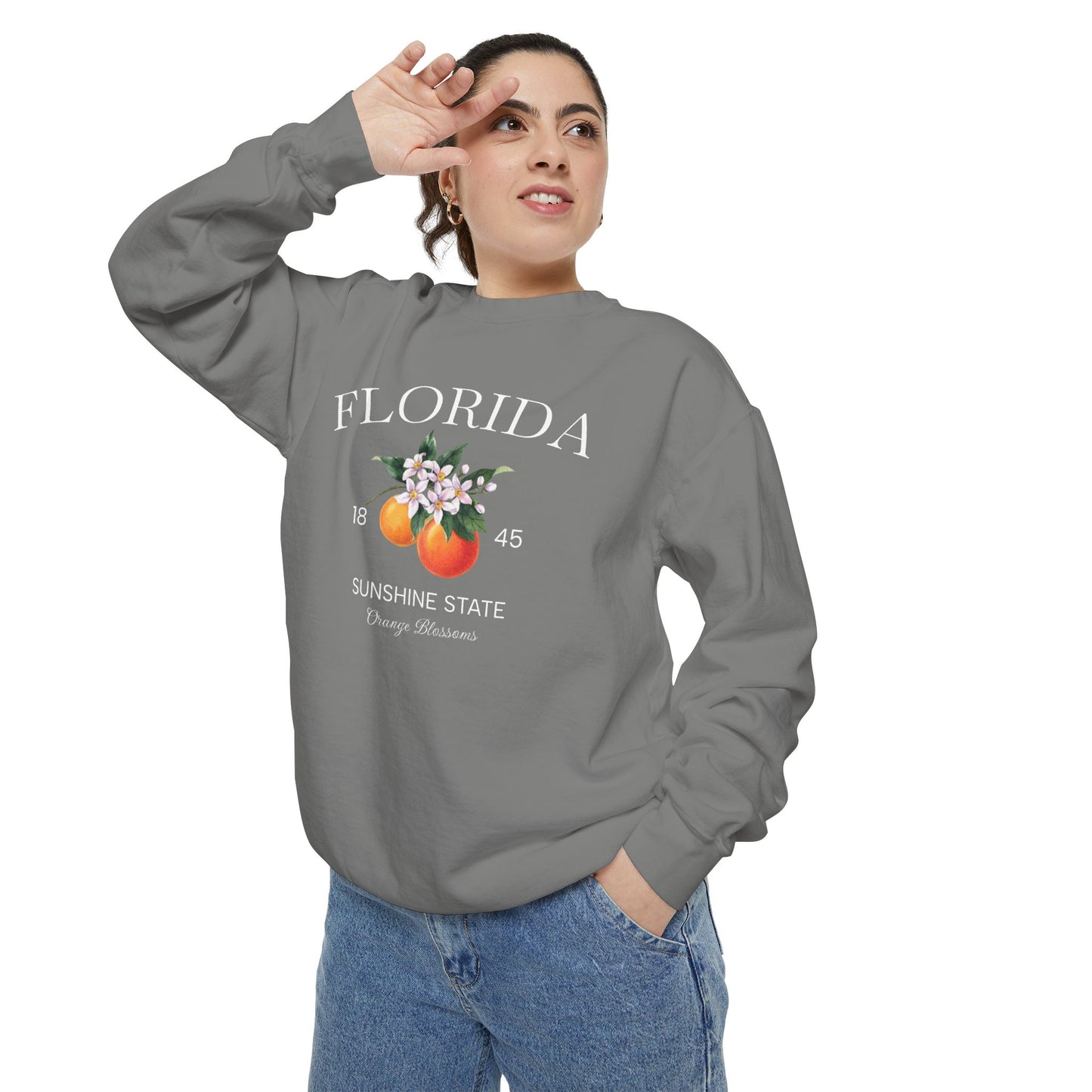Florida Sunshine State Sweatshirt – Orange Blossom Vintage Design (Women’s)