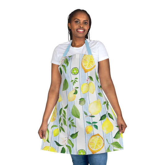 Lemon-Themed Apron, Colorful Kitchen Gear, Fun Cooking Gift, Floral BBQ Apron, Chef's Accessory, Kitchen Decor, Housewarming Gift