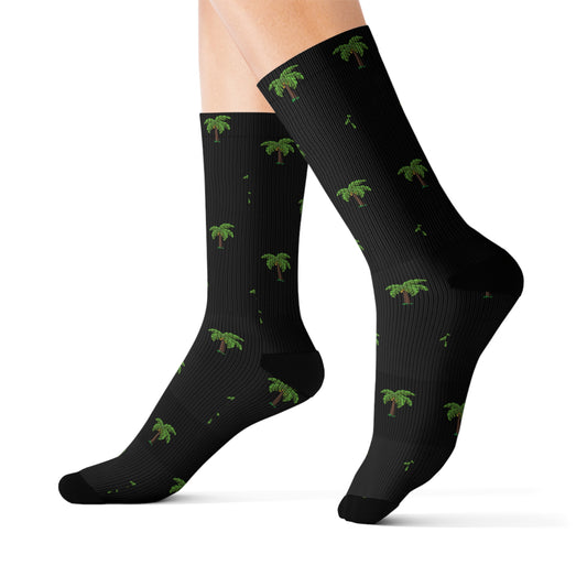 Flohï Socks - Black Palm Tree Pattern Design