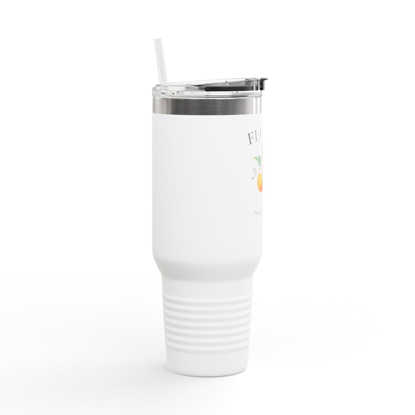 Florida Orange Blossom Stainless Steel Tumbler with Handle – 40oz Travel Mug with Straw