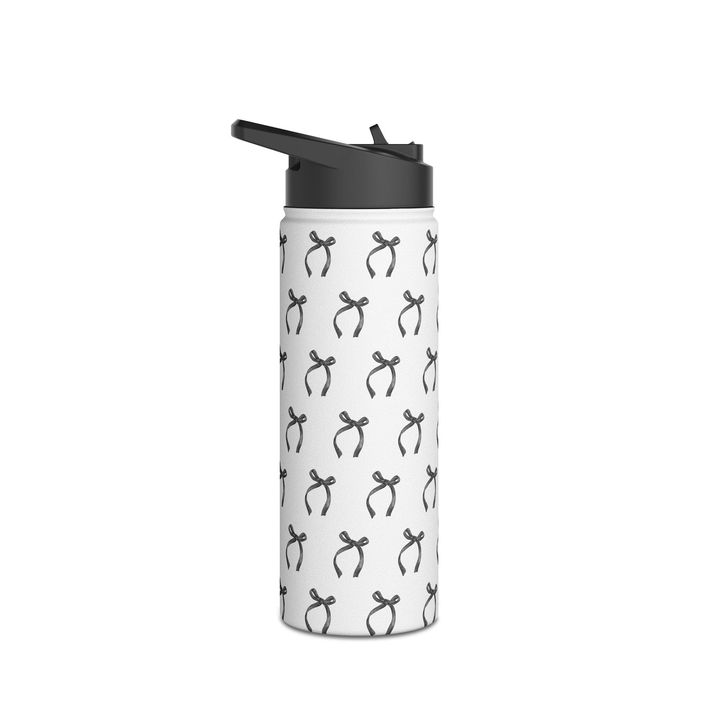 Black Coquette Bows Stainless Steel Water Bottle – 12oz, 18oz, 32oz | Insulated Reusable Drink Container for Travel, Gym & Everyday Use